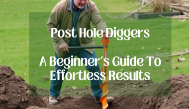 Post Hole Diggers: A Beginner's Guide To Effortless Results" text overlay on a blurred image of post hole diggers.