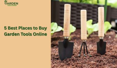 Garden tools placed in the soil