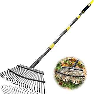 Durable rake for collecting leaves and debris, essential garden clean-up tool for fall and spring